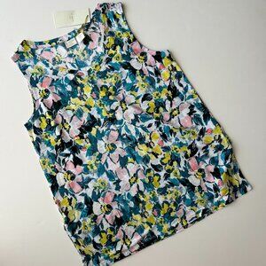 St. Tropez NWT Sleeveless Multicolor Floral Linen Top
